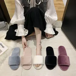 Winter New Flat Bottom Home Cotton Slippers for Women