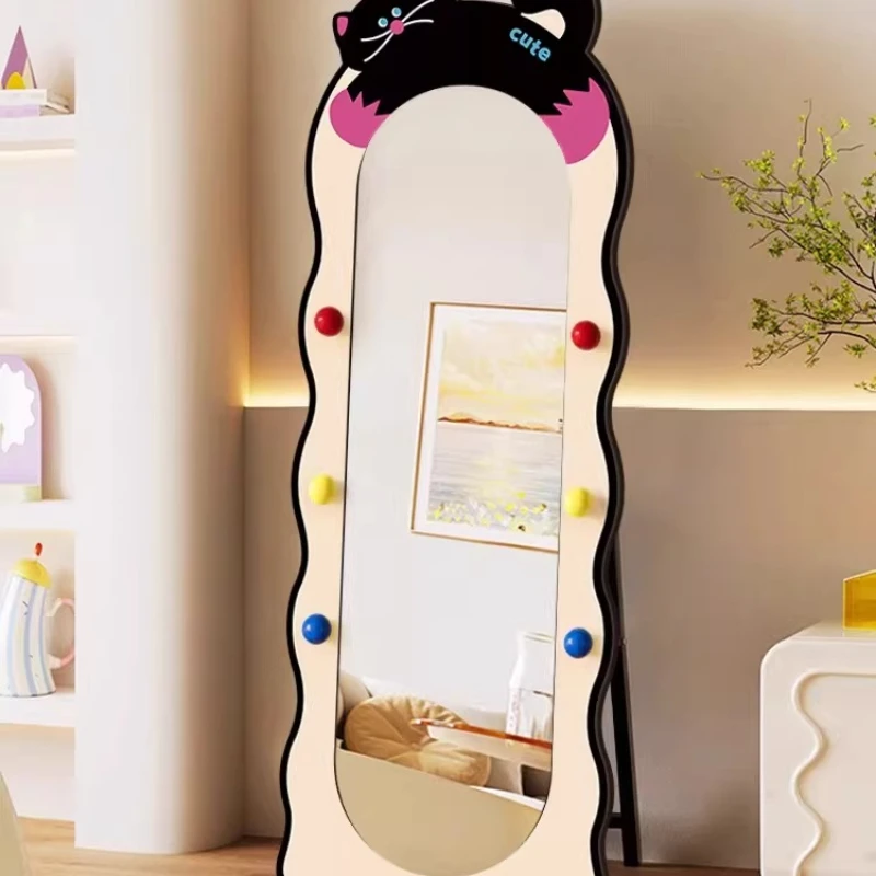 Funky Cute Mirror Nordic Full Body Luxury Long Girls Nordic Modern Wavy Mirror Standing Korean Style Spiegel Wand Spiegel Wand