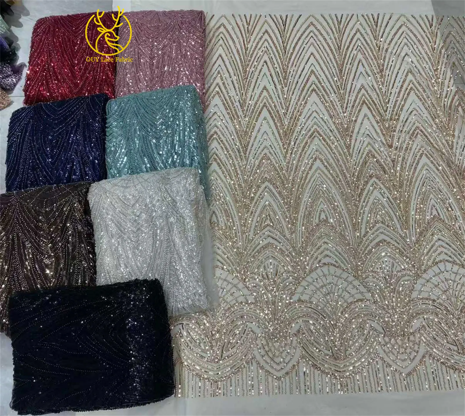 Schwarzer afrikanischer Perlen-Spitzenstoff 2026 Hochwertiger französischer Pailletten-Tüll-Spitzenstoff Nigerianischer Tüll für Hochzeit, Party, Kleid, Nähen, 5 Jahre – Detail 21