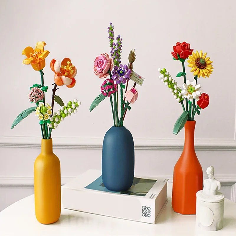 

Строительные блоки, мелкие частицы, собранный вручную цветок, сделай сам, бессмертный цветок, девушка, креативный подарок на фестиваль розы для девочек