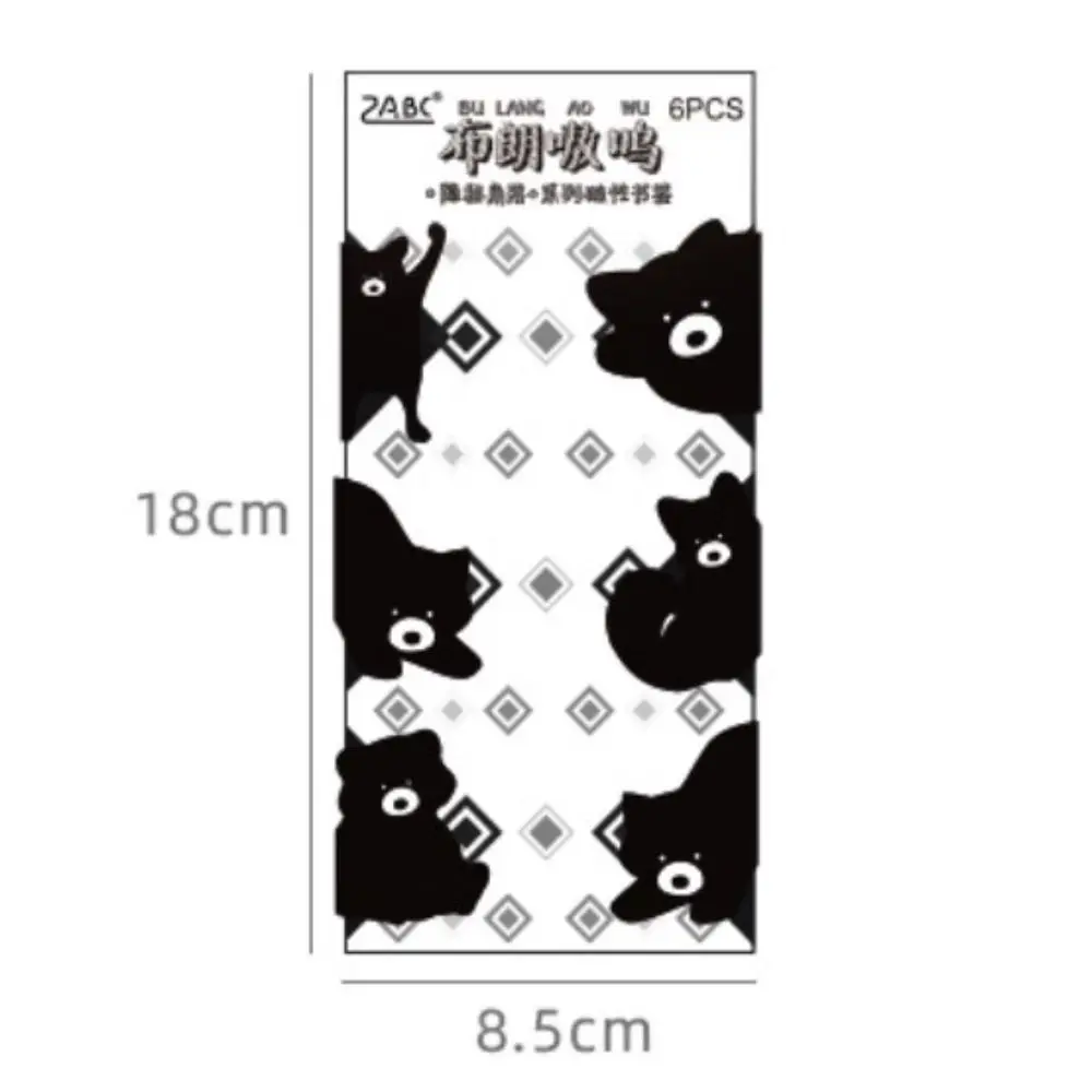 6PCS Black Magnetic Bookmarks Kitty Bunny Cute Design Animal Shaped Bookmark Kawaii Funny Book Page Marks Book Accessories
