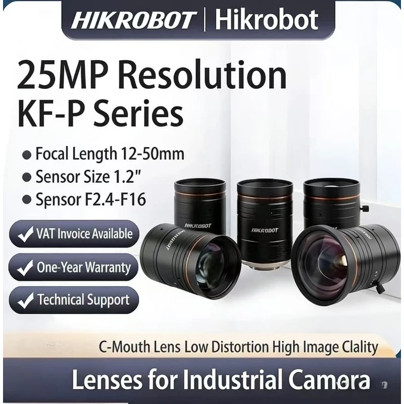 Hot Selling HIKROBOT 25 Million Resolution KF-P Series Industrial Camera Lens MVL-KF1224M-25MP MVL-KF1624M-25MP MVL-KF2524M-25MP