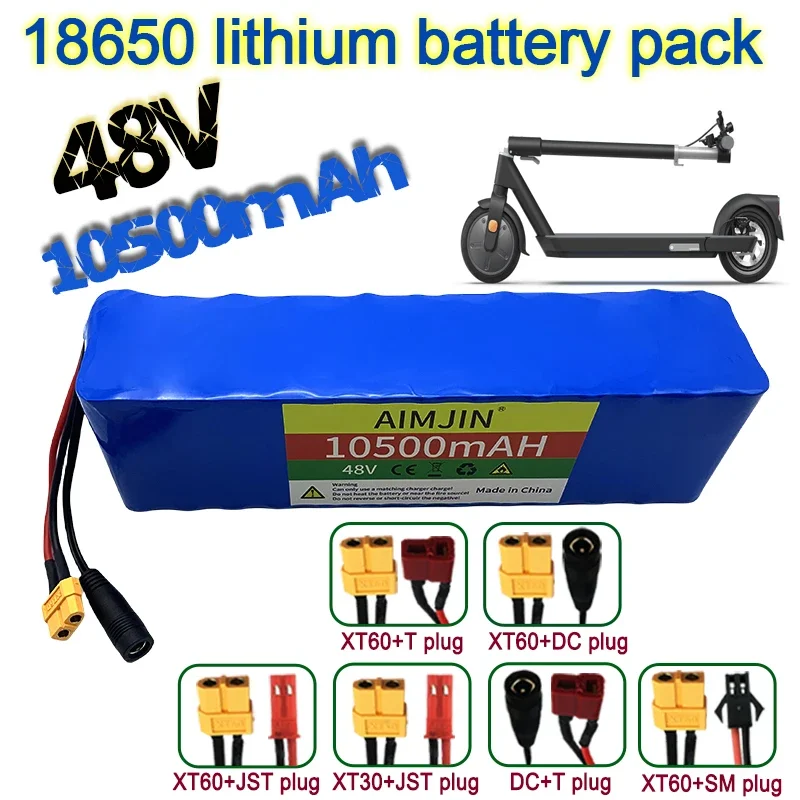 Batterie lithium-ion pour vélo électrique et scooter, 48V, 10500mAh