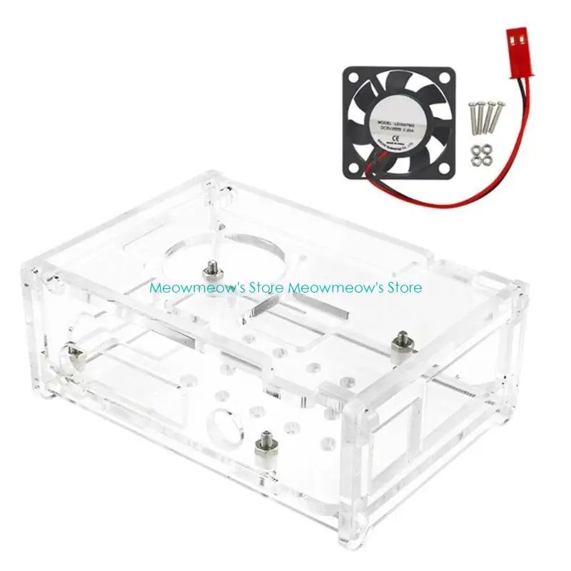 

W91A Acrylic Case for Banana Transparent Protective Cover + Cooling Fan