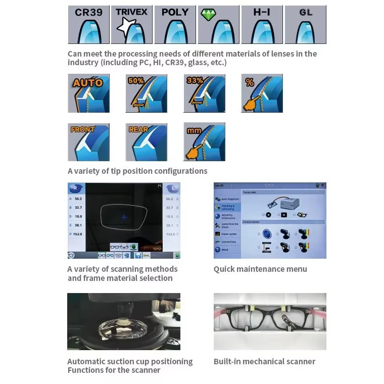 Optometry Equipment Patternless Lens Auto Edging Machine 3D Auto Lens Edge 3D Patternless Lens Edger ALE-1800 Optical Machine