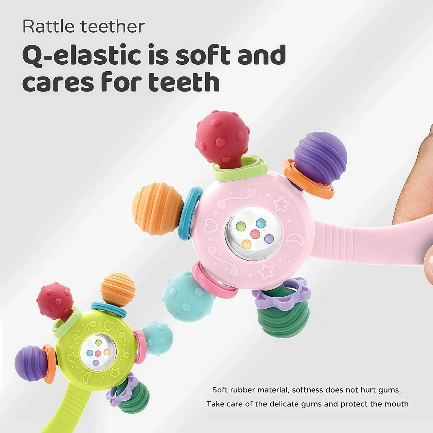 New Manhattan Teething Ball, Baby Grasp Training Sensory Toy,  Rotating Handheld Spinner, Soft Food-Grade Silicone Teether