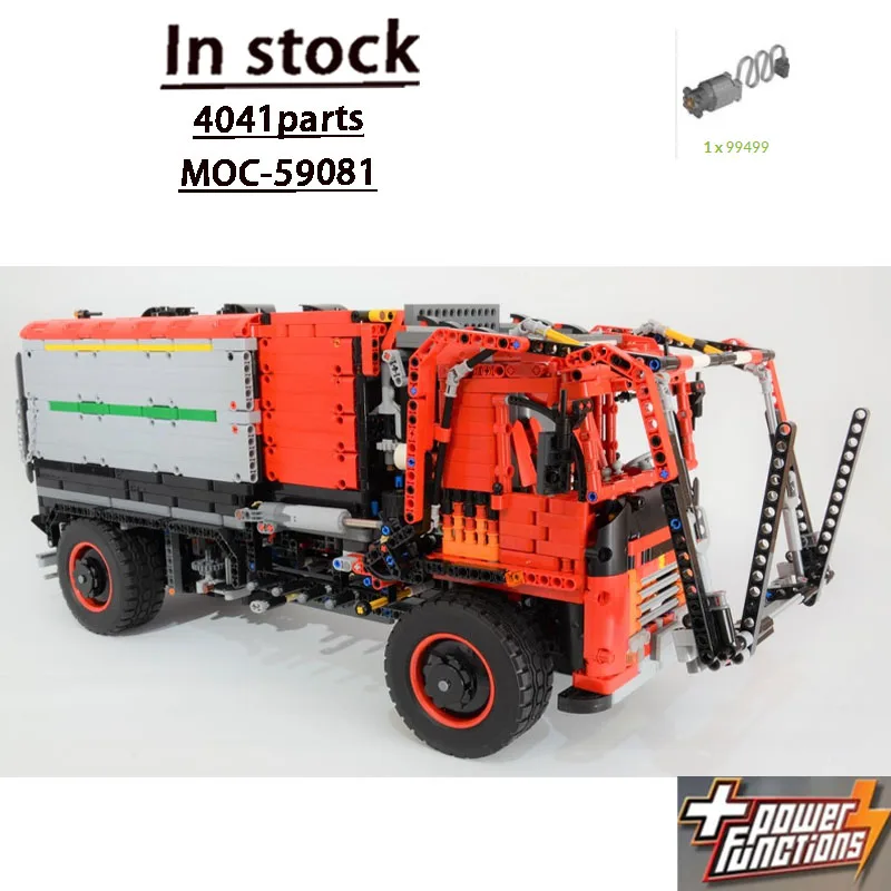 MOC-59081 City Sanitation Heavy-Duty Front Loader Garbage Truck Building Block Model, 4041 Parts, MOC Adult Birthday Toy Gift