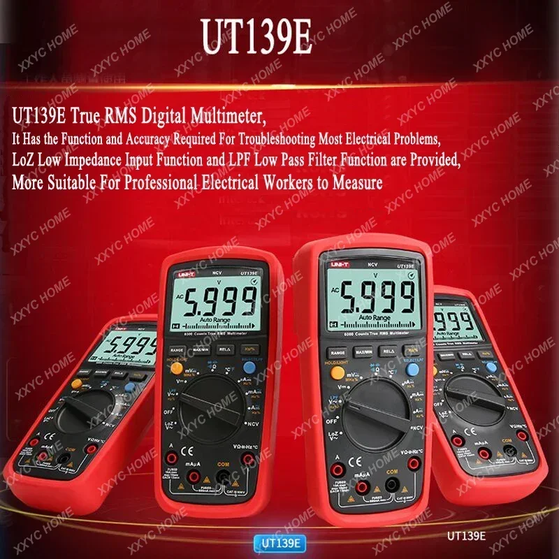 UNI-T UT139E Digital Multimeter True RMS AC DC Voltmeter Ammeter Ohmmeter Capacitance Frequency Temperature Tester NCV/Diode