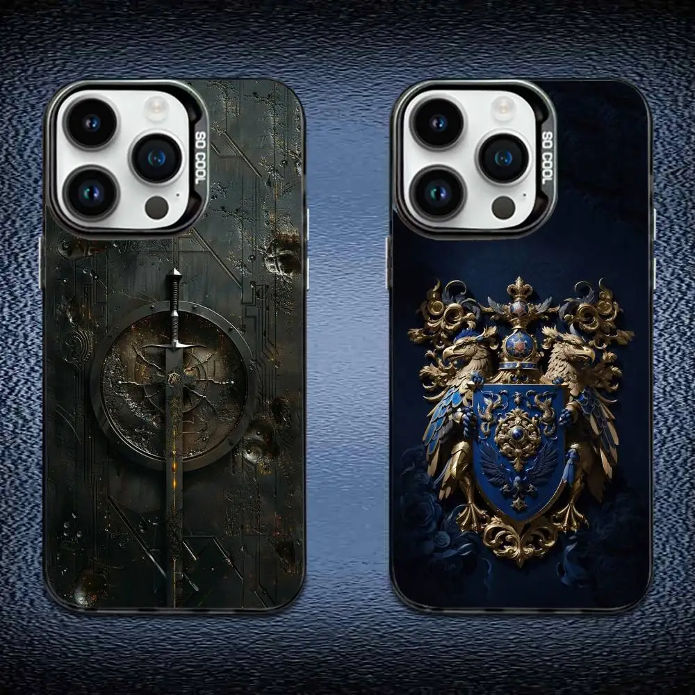 

Medieval Sword Design Phone Case For iPhone 16,15,14,13,12,11,Mini,Pro,E,MAX Black Candy Matte Shockproof Cover