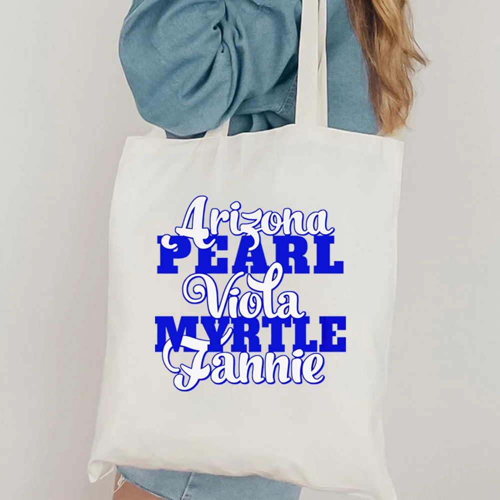 Lifelong Loyalty Zeta Phi Beta For Life Canvas Bag Sorority Life Shopping Bag The Five Pearls Name Women\'s Shoulder Bag