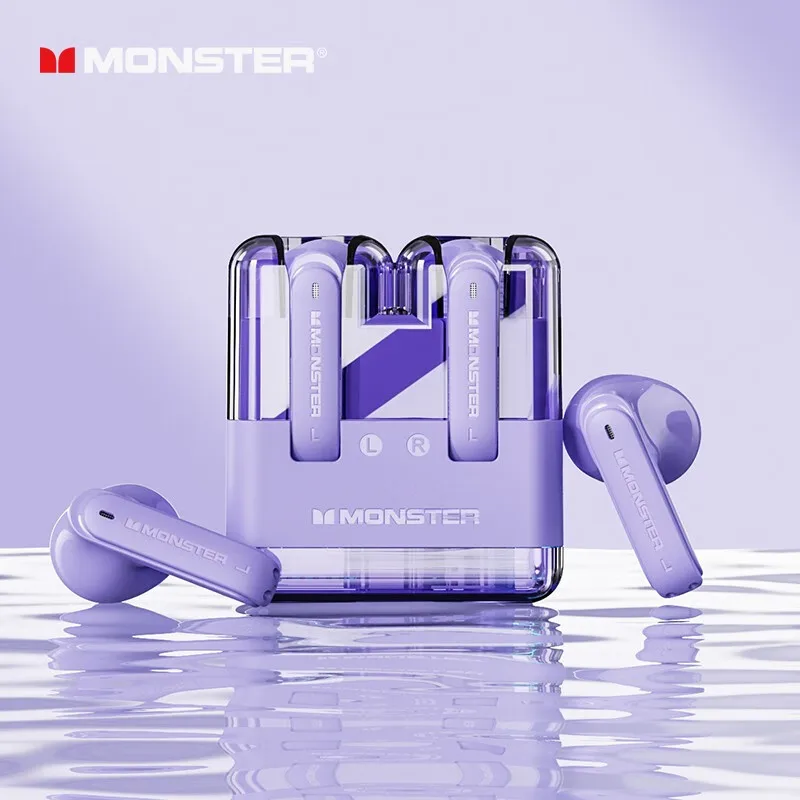 Monster XKT12 سماعة لاسلكية تعمل بالبلوتوث 5.3 سماعات TWS Hifi ستيريو الألعاب الرياضة الموسيقى سماعات أذن مقاومة للماء HD دعوة مع ميكروفون سماعة