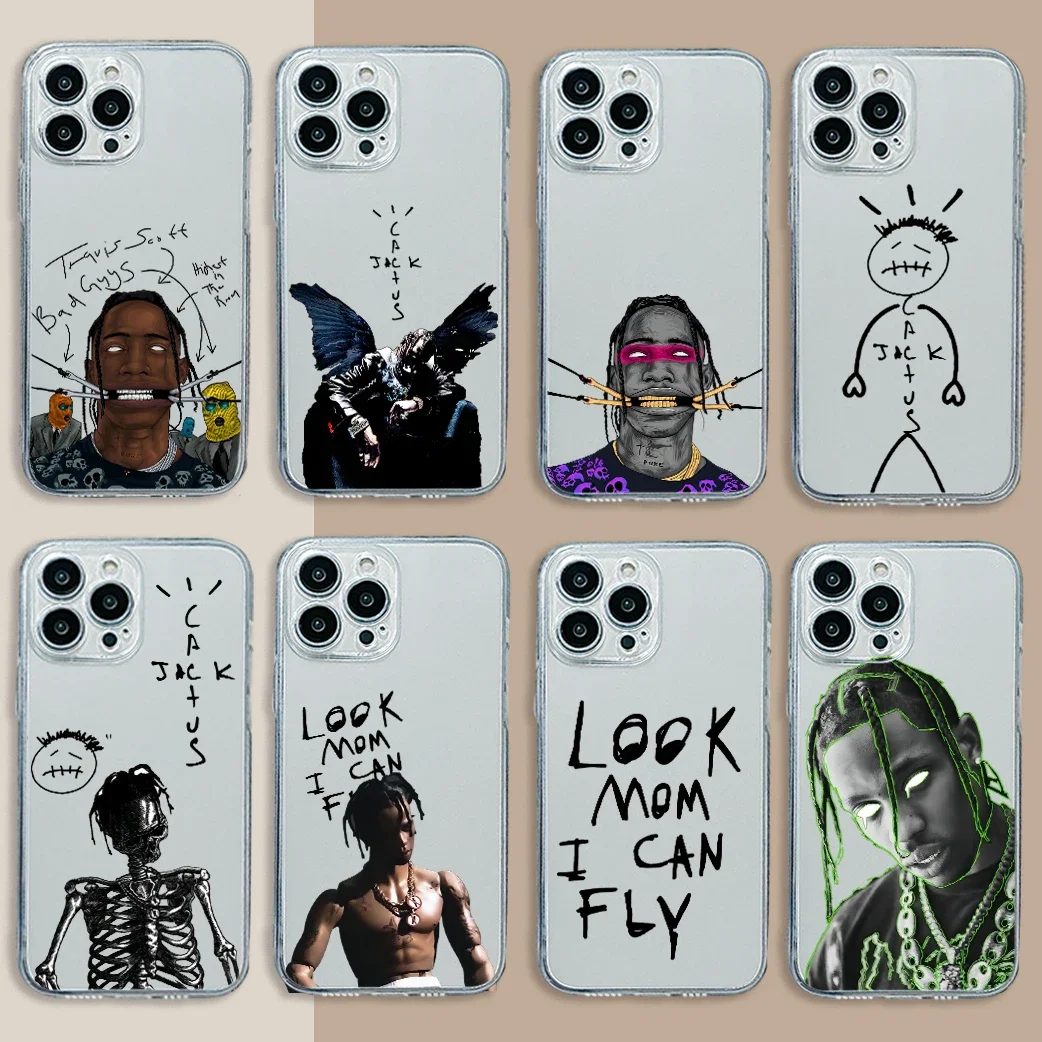 Fashion Hot Phone Case For iphone 15 14 13 12 11 XS Pro Max Mini X XR 6 6S 7 8 Plus SE Jackboys Travis Scott Soft Transparent