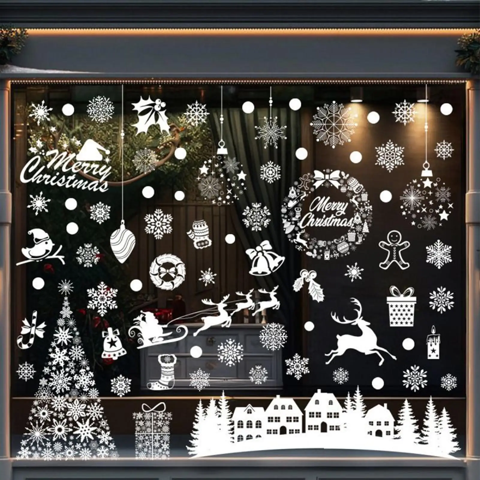Christmas Window Clings 9 Pieces Reusable Decals Christmas Window Decor Cute Stickers For Mirror Door Bathroom Bedroom Living