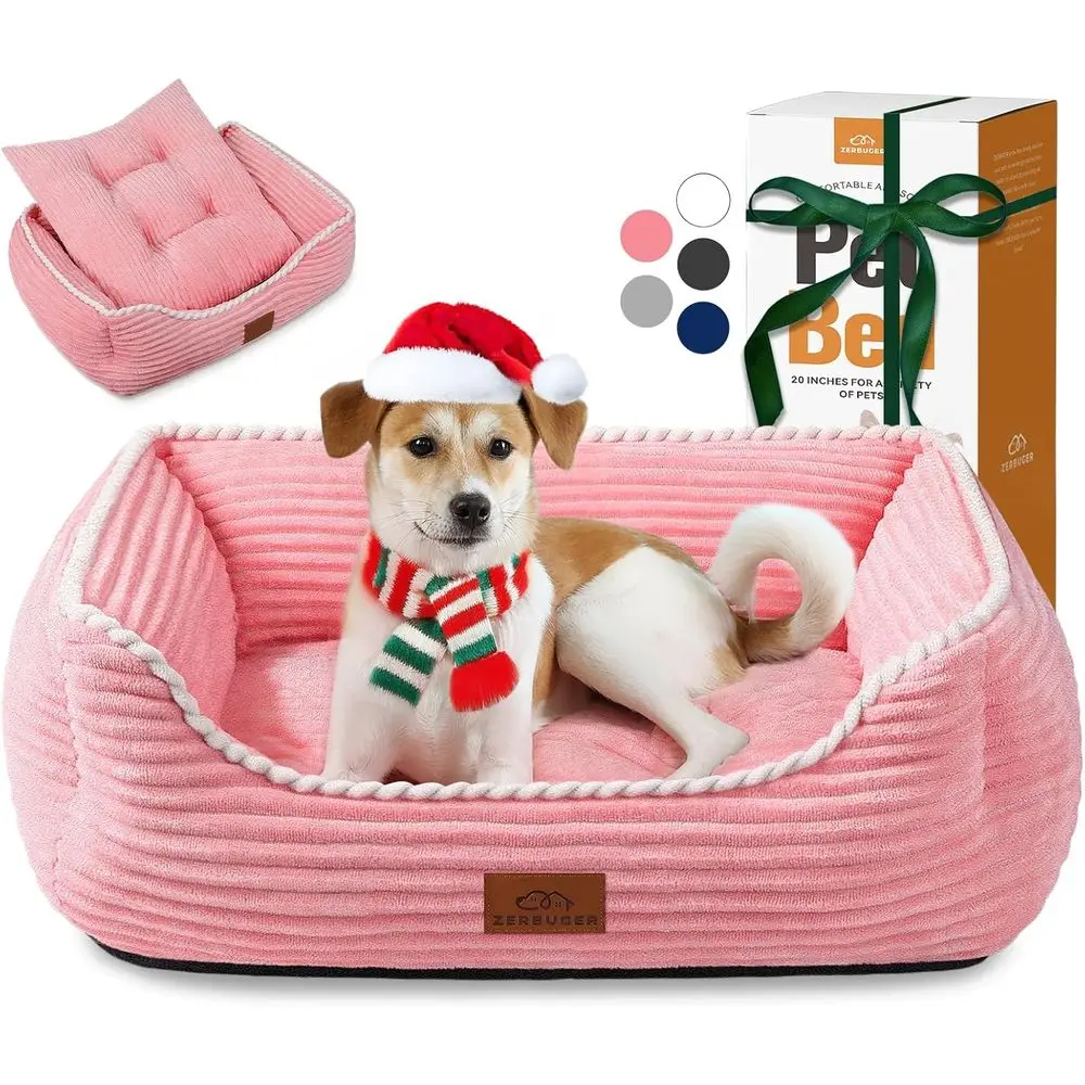

Orthopedic Dog Bed for Large Dogs, Supportive Pet Couch Bed with Removable Washable Mat and Nonskid Bottom (Large, Pink)