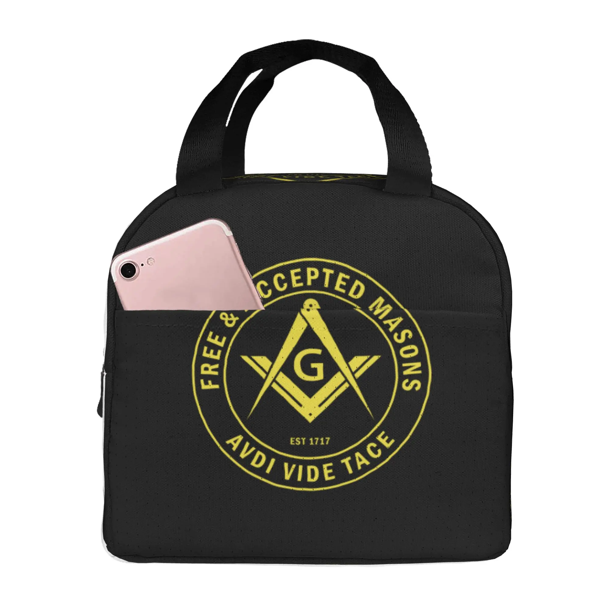 Free Accepted Masons Masonic Freemason Resuable Lunch Boxes for Women Leakproof  Thermal Cooler Food Insulated Lunch Bag School