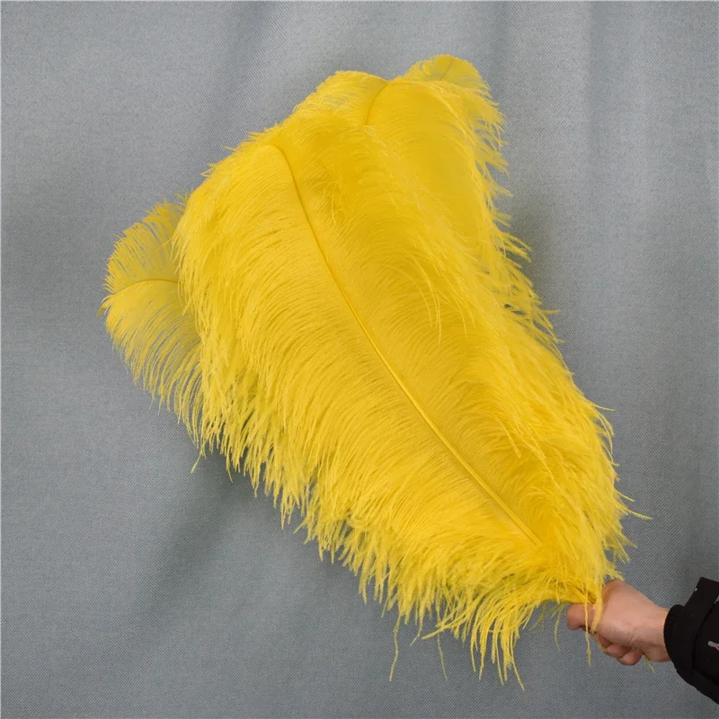 Yellow Ostrich Feather Decor Feathers for Crafts 15-75cm Needlework Centerpiece for Table Decoration Wedding Costume Accessories