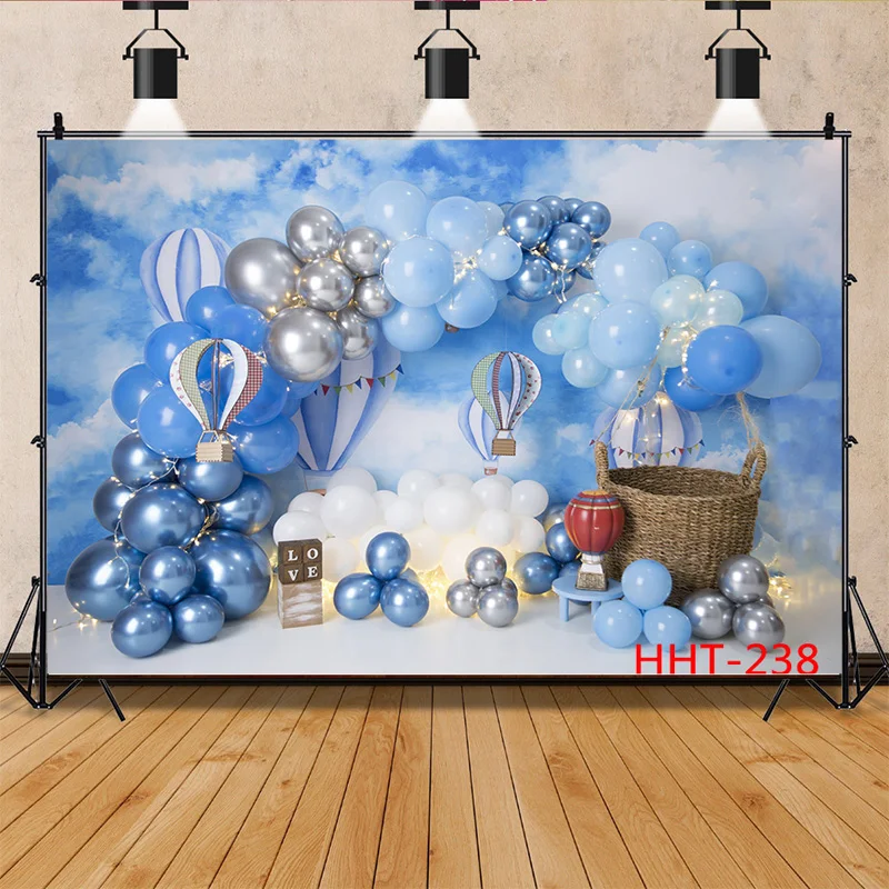 

Art Fabric Colorful Balloon Arch Decoration Photography Backdrops Newborn Baby Birthday Photo Studio Background FSS-110