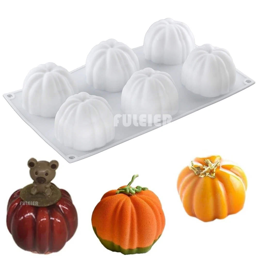 

6 Hole Pumpkin Silicone Cake Mold for Chocolate Mousse Ice Cream Halloween Dessert Decorating Baking Tools