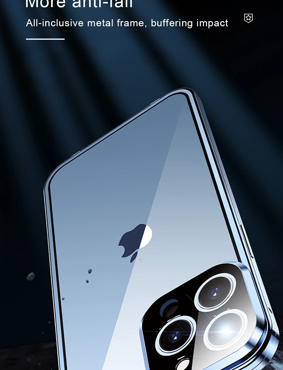 360 ° Vollständiger Schutz aus Metall, magnetisch, doppelseitig, Glas-Snap-Lock-Hülle für iPhone 16 Pro Max, 14, 12, 11, 13, 15 Pro Max, Stoßstangenabdeckung – Detail 1