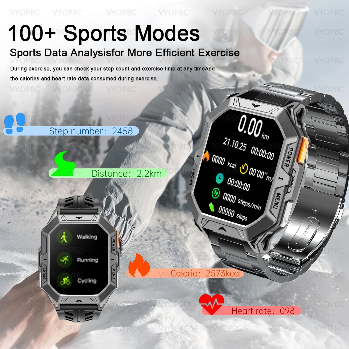 Nowy Smartwatch Męski do Sportów Outdoorowych 1000MAH Super Wytrzymałość Smartwatch GPS Tracker Kompas Połączenia Bluetooth Wodoodporny Smartwatch