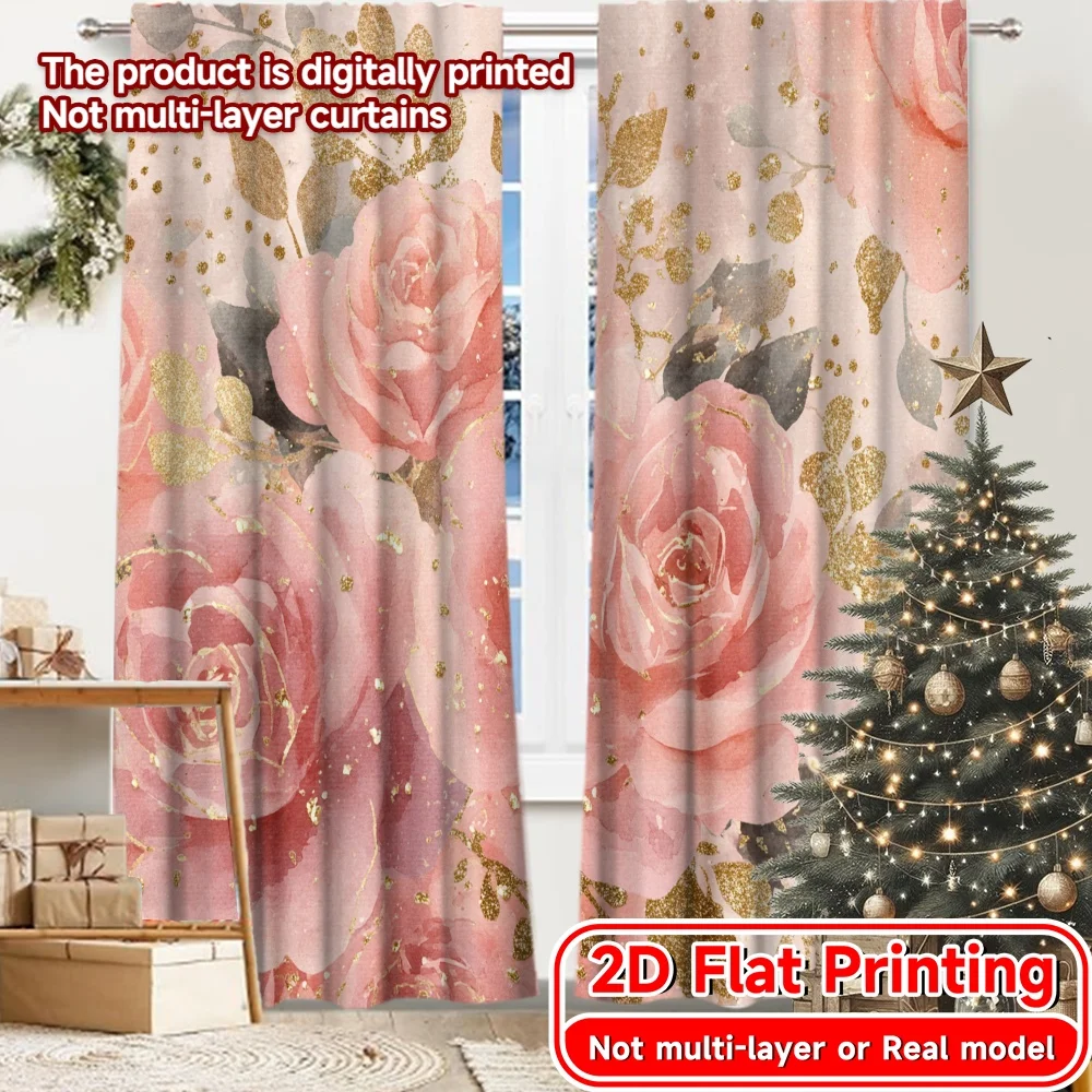 2D Flat Printing,2pcs Artistic Celebration Chic Curtains Polyester Easy Install Curtains Home Decor Perfect for digital printing