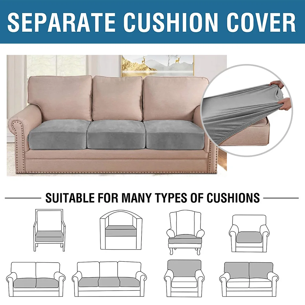 High Quality Velvet Stretch Sofa Cushion Cover for Living Room Couch Slipcover Furniture Protector Case Elastic Sofa Seat Covers