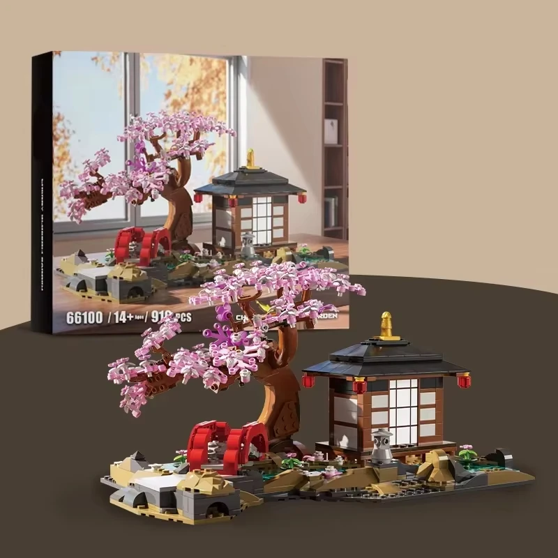 916pcs DIY Cherry Blossom Tree Potted Building Blocks Bonsai Bouquet Model Bricks Home Decoration Toy Kit for Kids Gift