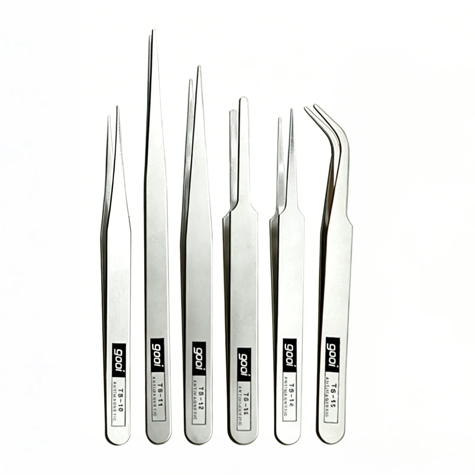 6Pcs Stainless Steel Precision Tweezers Kit  Bent  Straight Tips Industrial Repair Tool Set for Detailed Work
