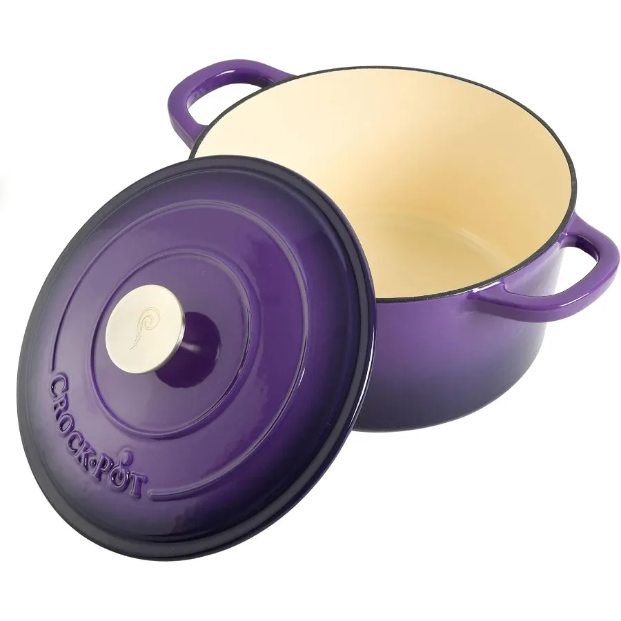 Artisan Round Enameled Cast Iron Dutch Oven 5Quart Lavender Purple