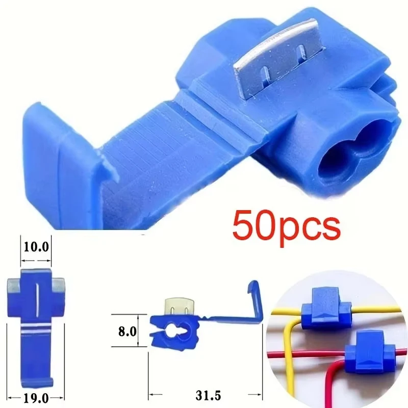 50 Uds. De conectores de cables y cables, conectores eléctricos rápidos, engarzado de terminales sin daños ni roturas, conexión eficiente