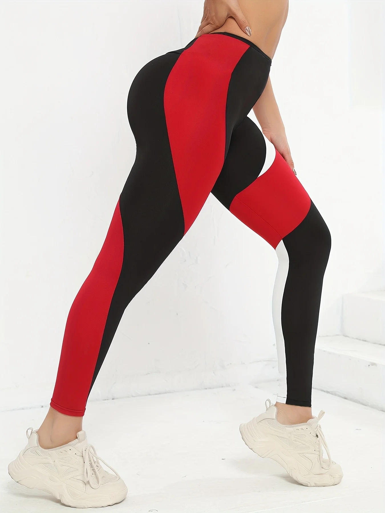 Colorblocked High Waist Women's Yoga Leggings Tummy Tuck Women's Fitness Leggings