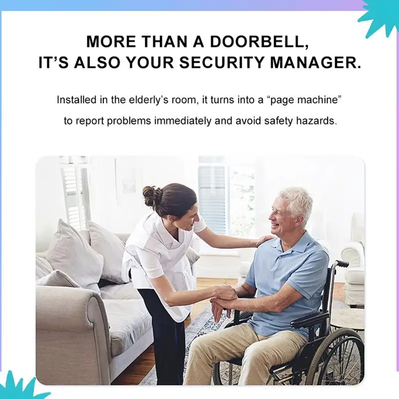 ABZW 433 МГц самогенерирующийся беспроводной дверной звонок 38 мелодий Dingdong дверной звонок пейджер для пожилых людей для умного дома