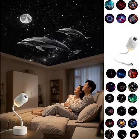 Projetor Mini Estrela 2026 para Decoração de Quarto, Lâmpada Galáxia 2 em 1, Lâmpada USB de Atmosfera para Decoração de Casa e Carro, Presente Especial para Crianças