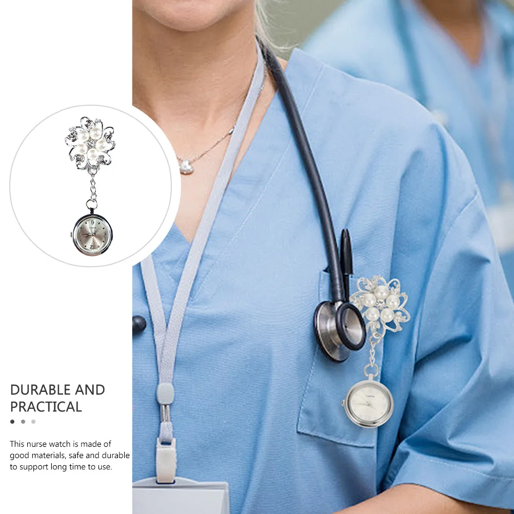 Montre d'infirmière élégante, montre de poche pour femmes et hommes, broche à clipser, usage quotidien, Durable, décorative, en acier blanc, pour infirmière