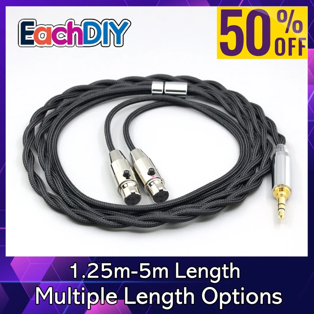 

Nylon 99% Pure Silver Palladium Graphene Gold Shield Cable For Monolith M1570 Over Ear Open Back Balanced Planar LN008313