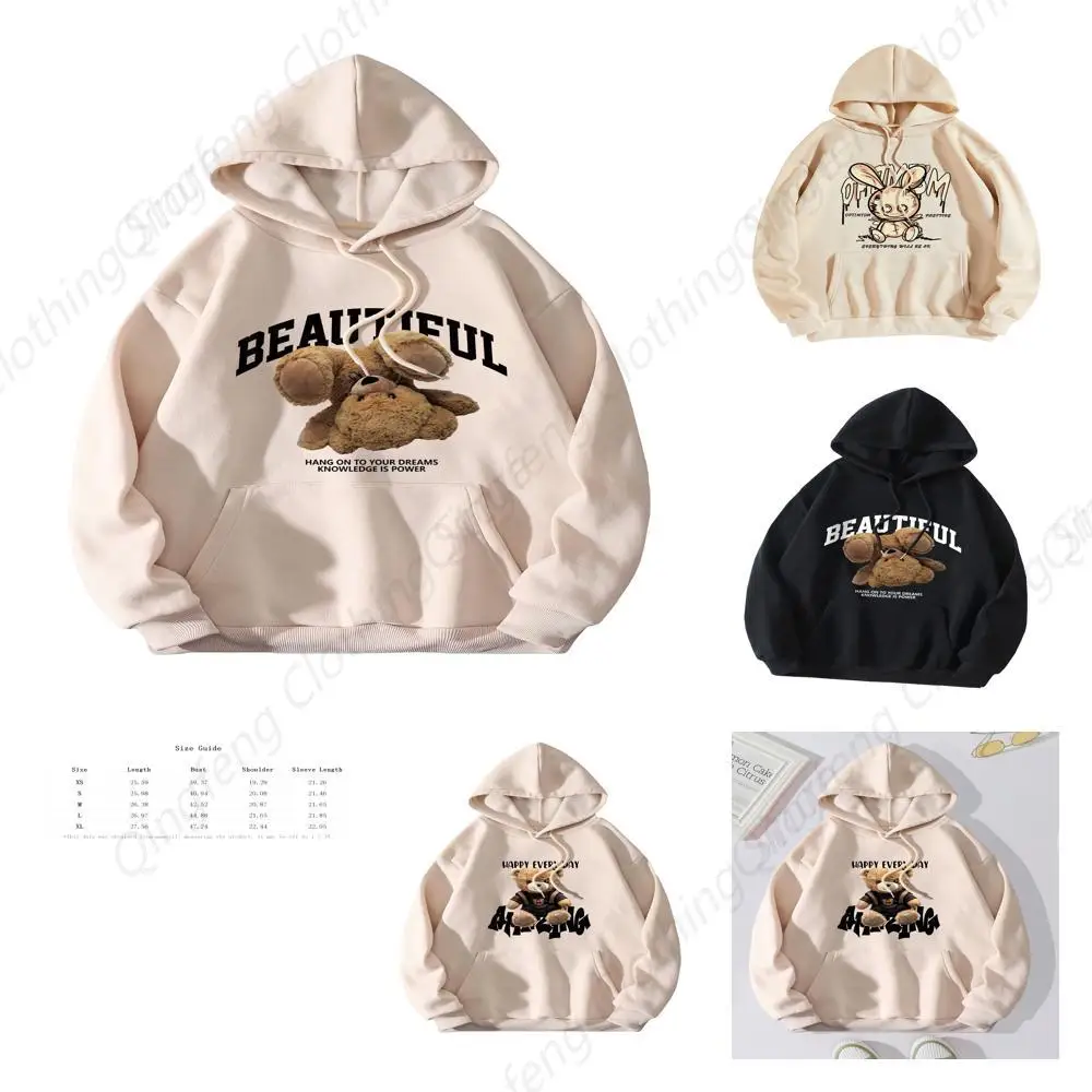 

Graphic Letter Print Hoodies Long Sleeve Drop Shoulder Drawstring Pullover Sweatshirt Khaki