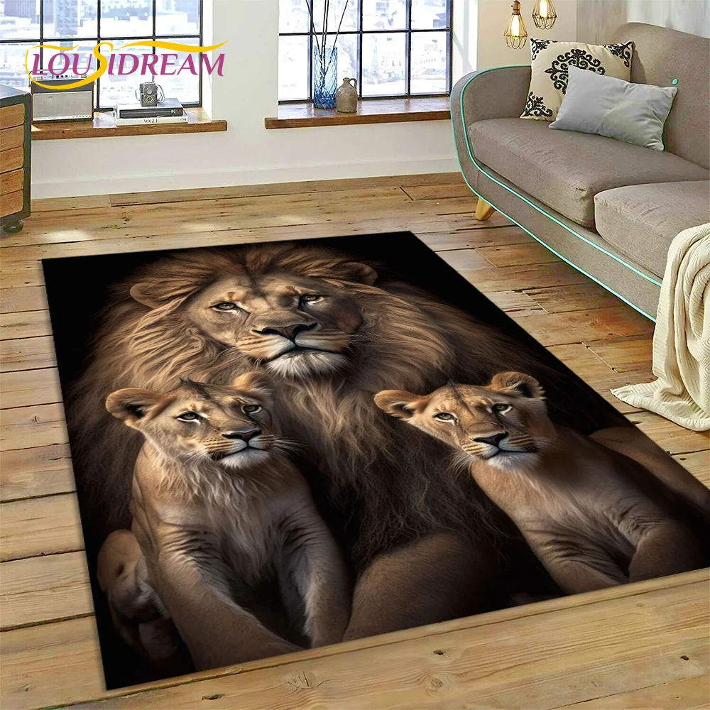 

Wild Animal Cartoon Area Rug – Tiger Lion Design Carpet for Living Room & Bedroom | Home Sofa Decor, Kids Non-Slip Play Mat