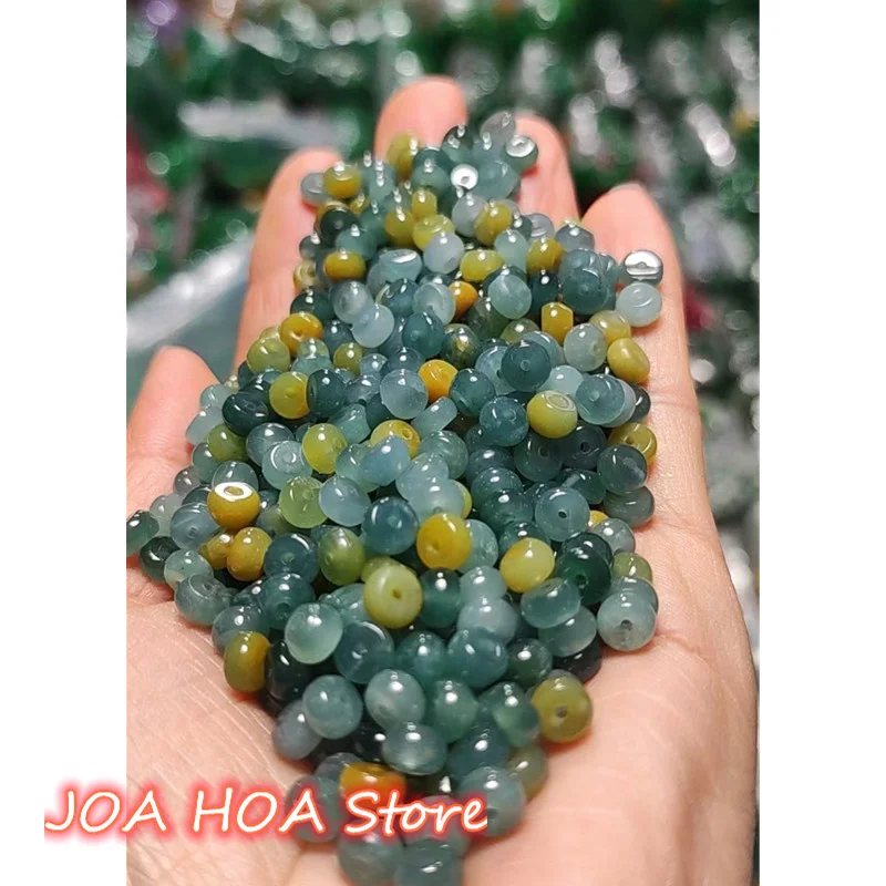 

New High-quality Round-Beads Blue Water Jadeite Loose Beads DIY Handmand Bangle Bracelets Necklaces Sweater Chains Fine Jewelry