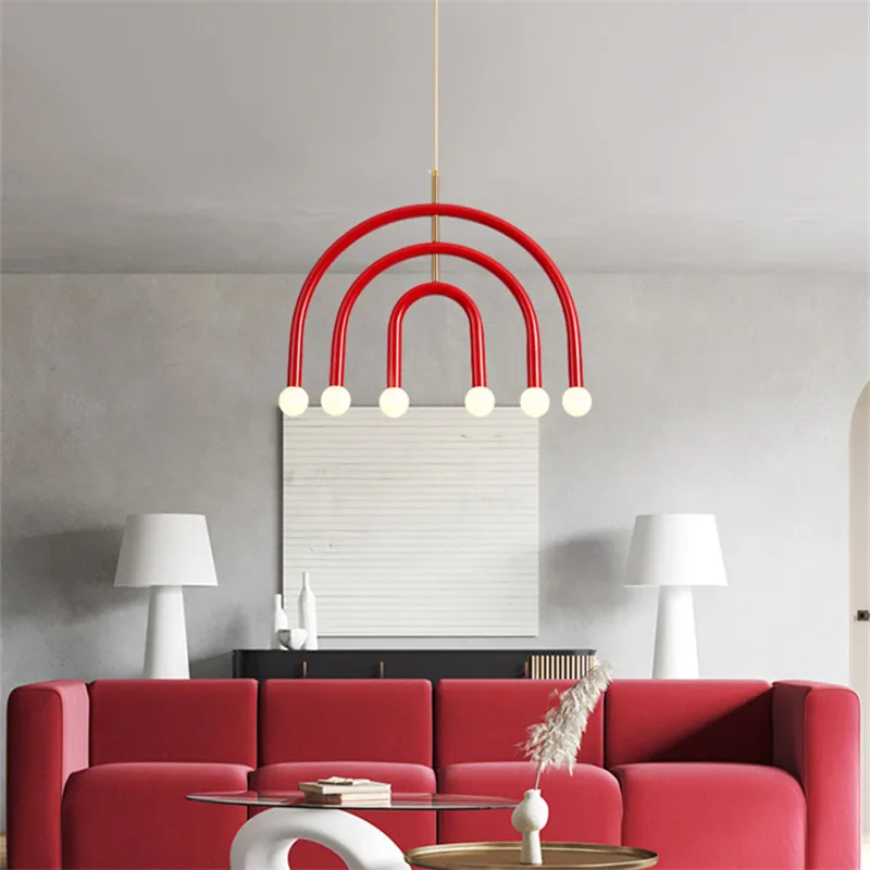 Lámpara de araña de arco iris italiano E14, luz de hierro colorida ajustable, creativa, para comedor, sala de estar, dormitorio, cocina, mesa de