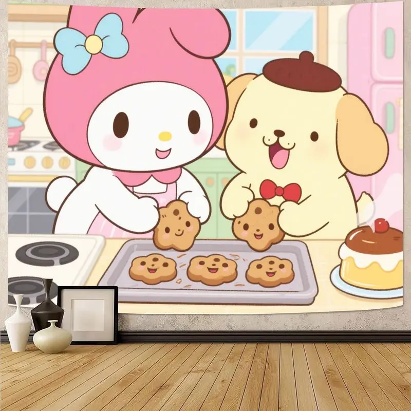 

1 шт. Sanrio My Melody Pompompurin, милый гобелен для выпечки печенья, эстетический кавайный полиэстер, настенное искусство для кухни, спальни, декор Gif