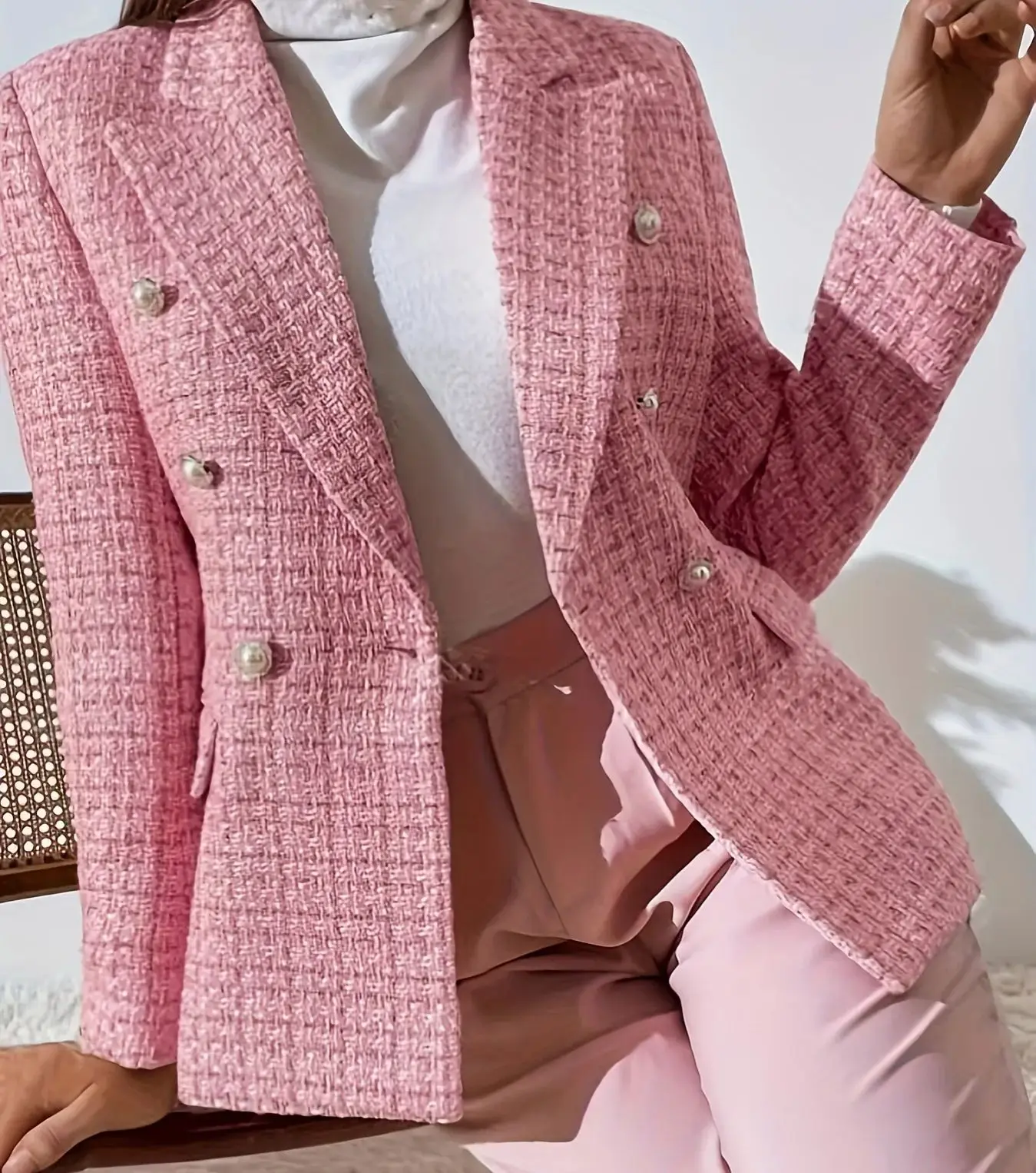 جديد منقوشة طباعة مزدوجة الصدر دعوى سترة عمال أنيق متقلب منقوشة ملابس خارجية رسمية للإعدادات المهنية #6