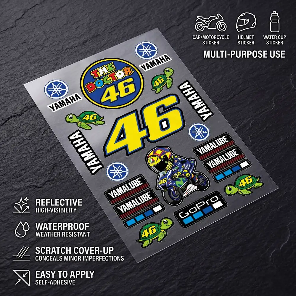 FOR YAMAHA 46 Universal Multi-Purpose Reflective Waterproof Stickers Scratch Conceal For Auto Bike Helmet Mug Fridge Decoration