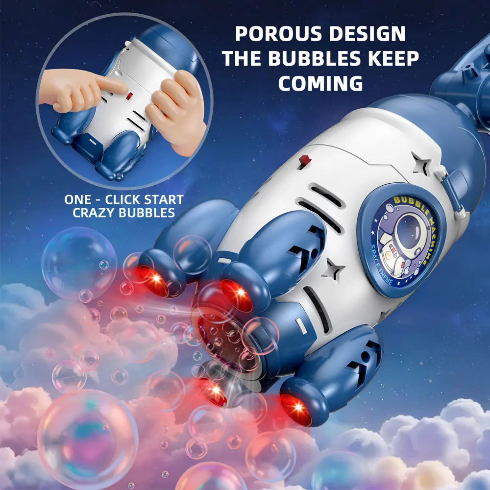 Rocket Bubble Machine Automatic Electric Blower with LED Lights Bubble Blower for Motorcycle & Bike Tail Mount Gift Toy VG245
