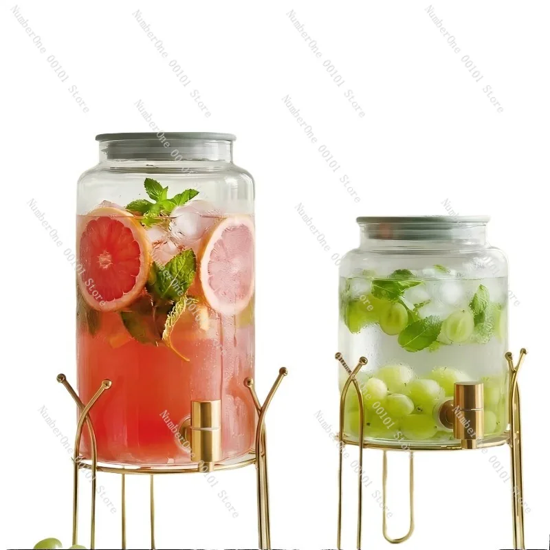 

Большая стеклянная кувшинка для холодной воды с носиком, термостойкий летний контейнер для напитков, для хранения фруктового чая и соков, для домашнего использования