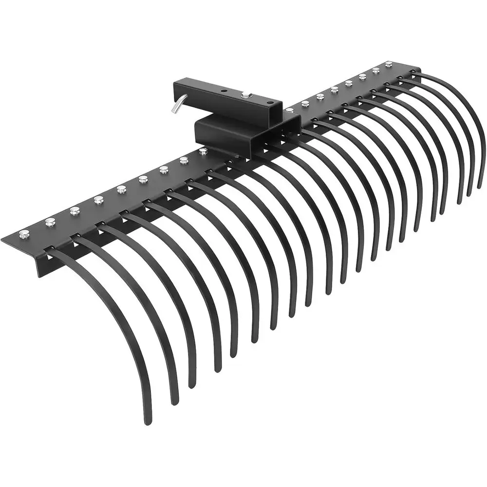

60 Inch Tow-Behind 3-Point Rock Rake with 360° Rotation for Category 1 Compact Tractors, Black