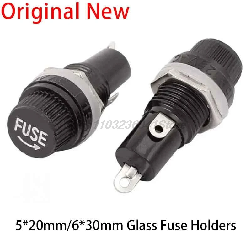 5*20mm 6*30mm Glass Fuse Holders 5x20 6x30 Insurance Tube Socket Fuse Holder For Insurance Panel Mount Fuse Holder