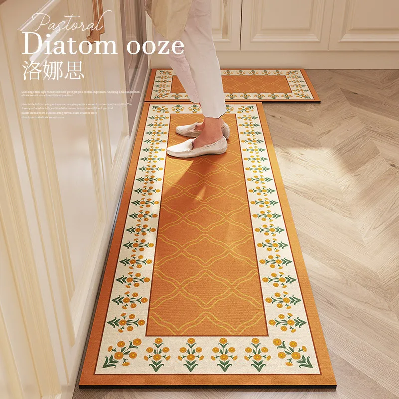 

Kitchen Floor Mat Super Absorbent Diatomaceous Mud Doormats Bathroom Pad Anti-Slip Kitchen Mats Wipeable Wash Long Strip Carpet