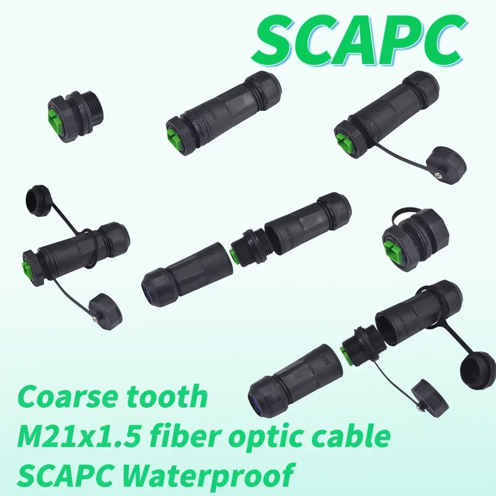 Water Fiber Optic Plug and Socket IP68 SCAPC Single Core Dual Core Single Mode Connector Outdoor Waterproof Connector M21x1.5