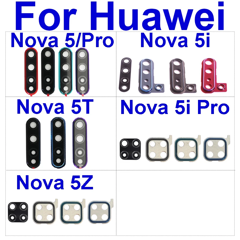 Rear Lens Glass+Cover For Huawei Nova 5 5i 5pro 5ipro 5T 5Z Back Camera Glass Lens With Frame Holder Housing Cover Replacement