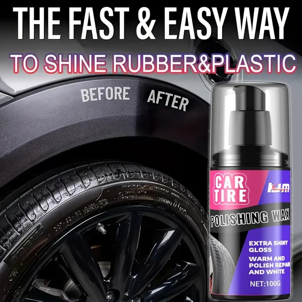 KJM 100G Black Tire Restorer Cream - Prevents Cracking Restores Shine with UV Protection for Car Bike Motorcycle Tires & Plastic